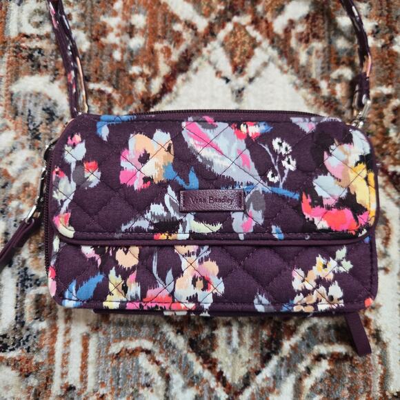 Vera Bradley Indiana Rose All In One Crossbody Adjustable Purple Maroon Floral - Picture 4 of 12
